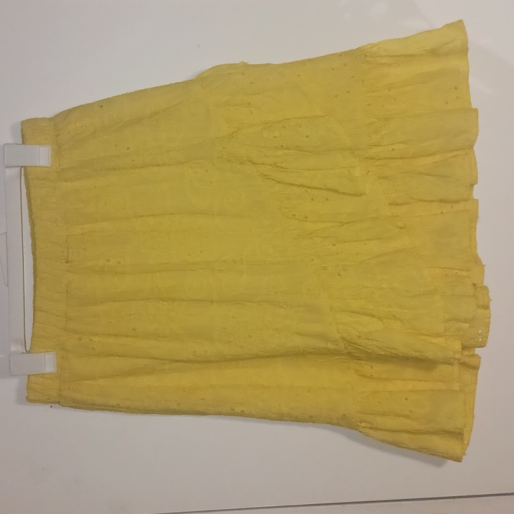Nanette Lepore Yellow Eyelet Knee Length Skirt